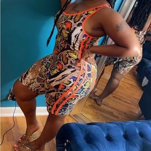 Multi color animal print romper.